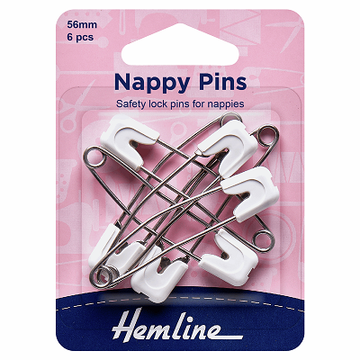 H413 Nappy Pins: 56mm: White: 6 Pieces 